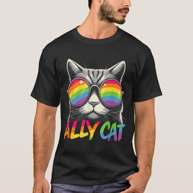 Ally Cat Transgender Trans Pride T-Shirt (Front)