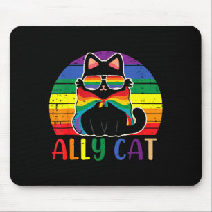 Ally Cat Vintage Funny LGBT Lesbian Gay Bisexual Mouse Pad