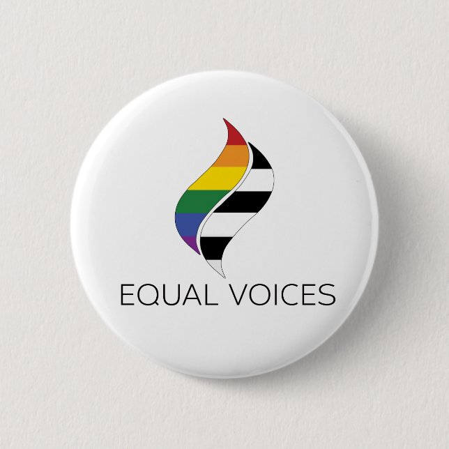 Ally Flag Equal Voices Logo 6 Cm Round Badge (Front)