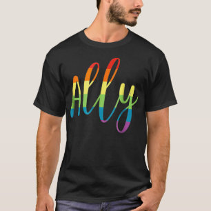 Ally  Gay Pride Support LGBTQ Equality Rainbow Gif T-Shirt