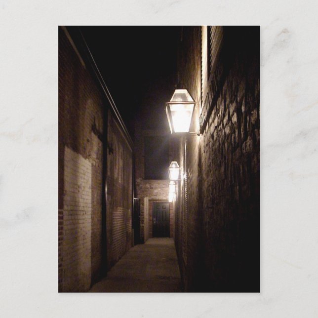 Ally in Natchitoches, Louisiana with Gas Lamps Pos Postcard (Front)