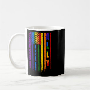Ally Lgbt Lgbtq Rainbow Pride American Flag 4th Of Coffee Mug