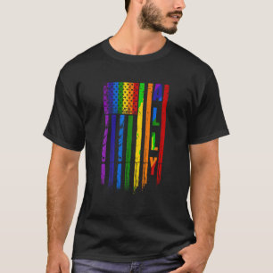 Ally LGBT LGBTQ Rainbow Pride American Flag 4th of T-Shirt
