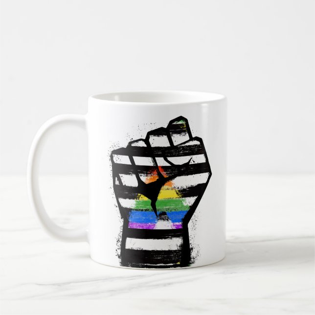 Ally Pride Fist T-Shirt Coffee Mug (Left)
