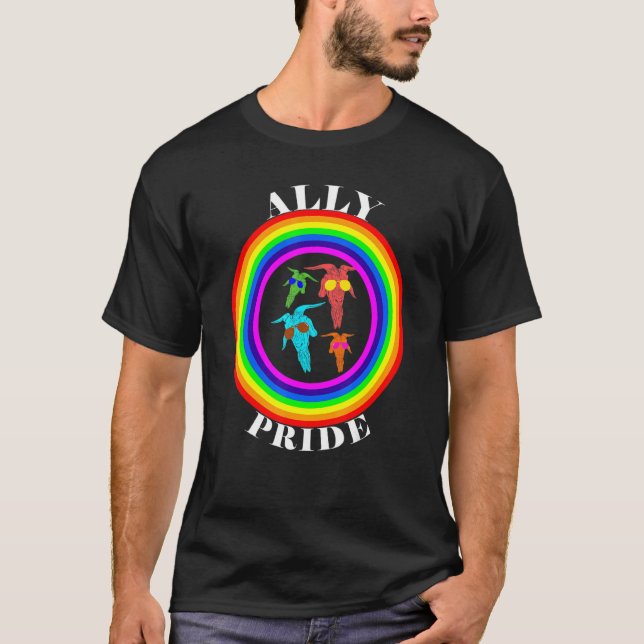 Ally Pride LGBTQ Equality Rainbow Lesbian Gay Tran T-Shirt (Front)