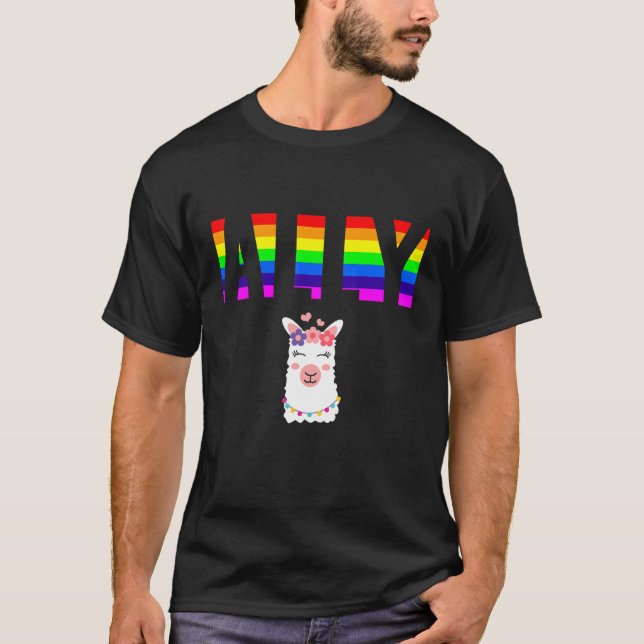 Ally Pride LGBTQ Equality Rainbow Lesbian Gay Tran T-Shirt (Front)