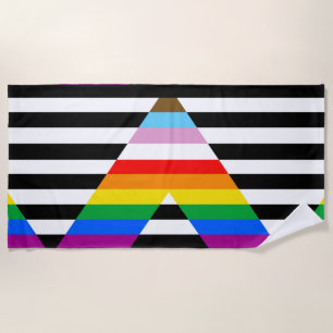 Ally Progress Pride Flag Beach Towel