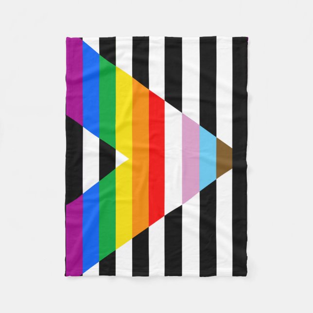 Ally Progress Pride Flag Fleece Blanket (Front)