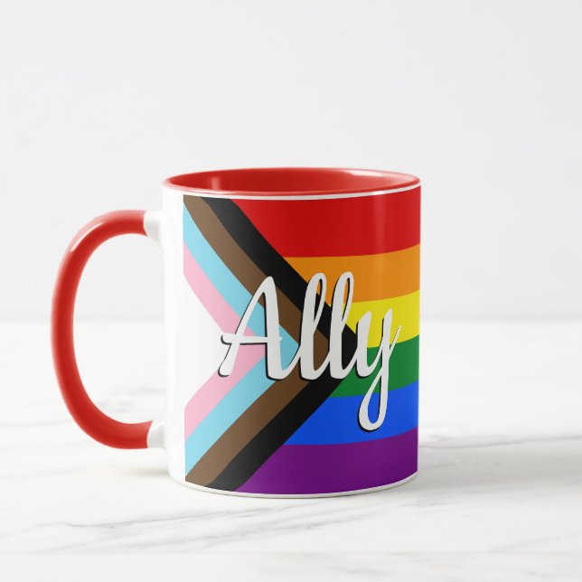 Ally | Progress Pride Flag | Name Mug (Left)