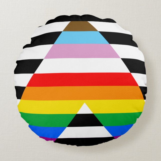 Ally Progress Pride Flag Round Cushion (Front)