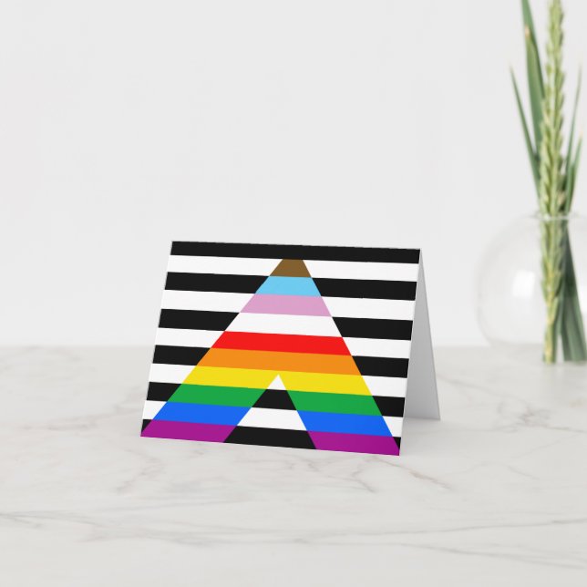 Ally Progress Pride Flag Thank You Card (Front)