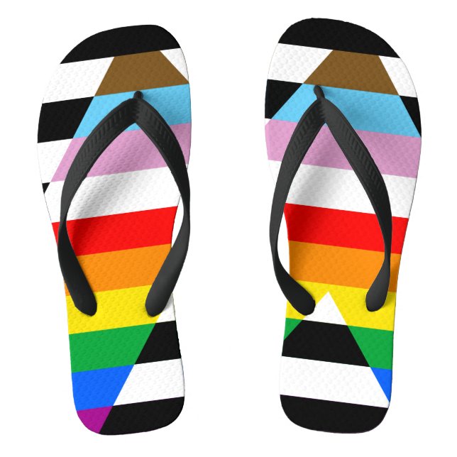 Ally Progress Pride Flag Thongs (Footbed)