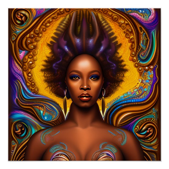 Ally Queen Auburn Brown Hair Black Melanin Afro Poster (Front)