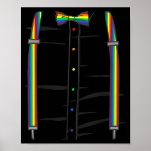 Ally Rainbow Bow Tie Suspenders Gay Pride Month Lg Poster