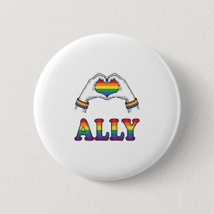 Ally Rainbow Hands Heart Vintage Pride Shirt Desig 6 Cm Round Badge