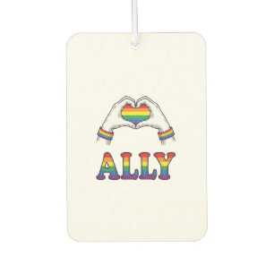 Ally Rainbow Hands Heart Vintage Pride Shirt Desig Car Air Freshener