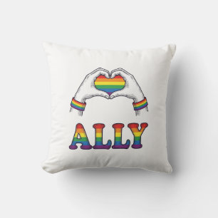 Ally Rainbow Hands Heart Vintage Pride Shirt Desig Cushion