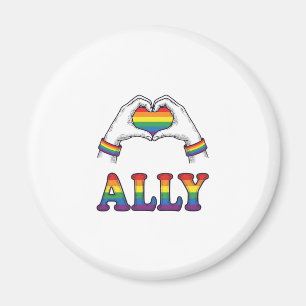 Ally Rainbow Hands Heart Vintage Pride Shirt Desig Magnet