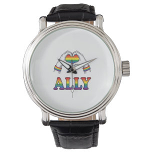 Ally Rainbow Hands Heart Vintage Pride Shirt Desig Watch