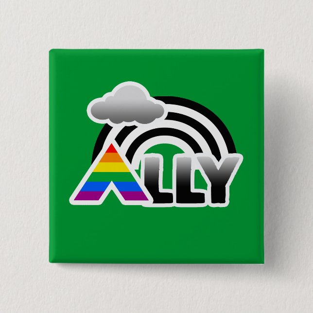 ALLY RAINBOW -.png 15 Cm Square Badge (Front)