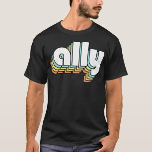 Ally Retro Rainbow Typography Faded Style T-Shirt
