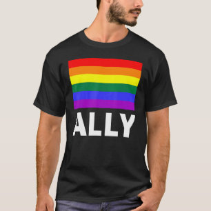 Ally with a rainbow T-Shirt