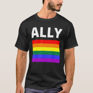 Ally with a rainbow T-Shirt