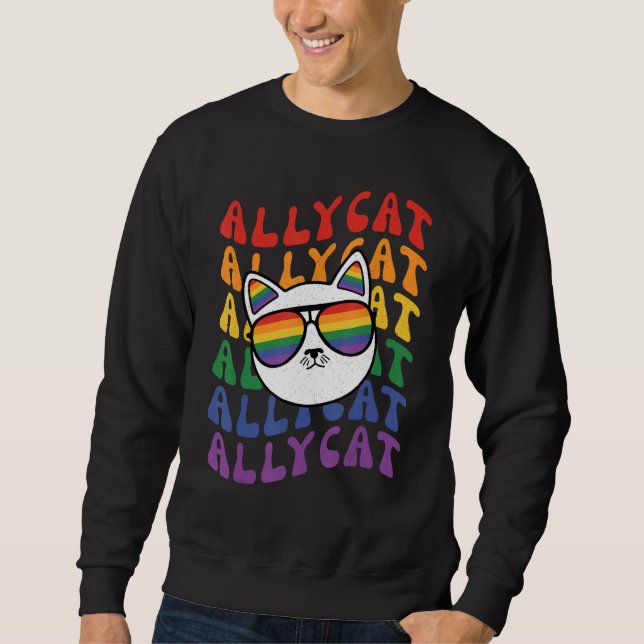 AllyCat  Ally Cat Gay Pride Rainbow Sunglasses LGB Sweatshirt (Front)
