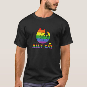 Allycat Lgb Pride Month Cat With Ally Pride Rainbo T-Shirt