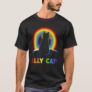 Allycat LGBT Cat With Ally Pride Rainbow T-Shirt