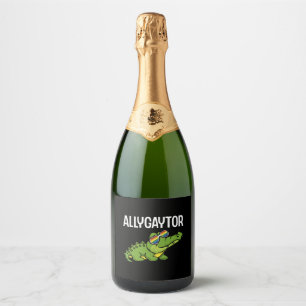 Allygaytor Rainbow Sunglass Alligator Animal LGBT Sparkling Wine Label