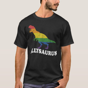 Allysaurus dinosaur in rainbow flag for ally LGBT  T-Shirt