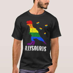 Allysaurus Dinosaur In Rainbow Flag For Ally Lgbt T-Shirt