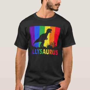Allysaurus Lgbt Dinosaur In Rainbow Flag For Ally T-Shirt