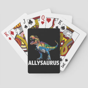 Allysaurus LGBT Dinosaur Rainbow Flag Ally LGBT  Playing Cards