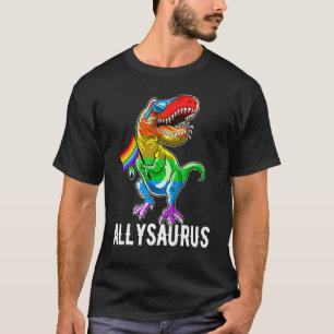 Allysaurus Lgbt Dinosaur Rainbow Pride Flag Gay Pr T-Shirt