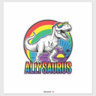 Allysaurus Rainbow Dinosaur Vintage T-Shirt Design