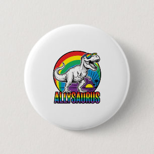 Allysaurus Rainbow Dinosaur Vintage T-Shirt Design 6 Cm Round Badge