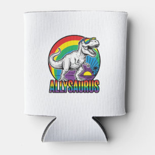 Allysaurus Rainbow Dinosaur Vintage T-Shirt Design Can Cooler