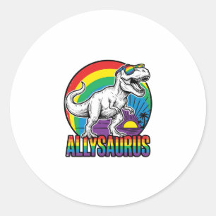 Allysaurus Rainbow Dinosaur Vintage T-Shirt Design Classic Round Sticker
