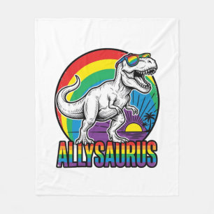 Allysaurus Rainbow Dinosaur Vintage T-Shirt Design Fleece Blanket