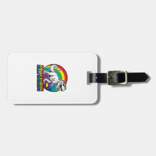 Allysaurus Rainbow Dinosaur Vintage T-Shirt Design Luggage Tag
