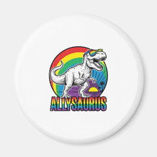 Allysaurus Rainbow Dinosaur Vintage T-Shirt Design Magnet