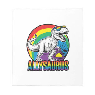 Allysaurus Rainbow Dinosaur Vintage T-Shirt Design Notepad