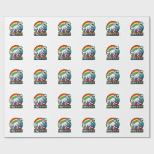 Allysaurus Rainbow Dinosaur Vintage T-Shirt Design Wrapping Paper