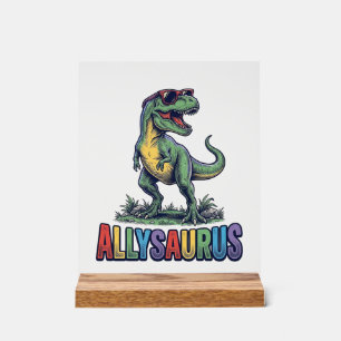 Allysaurus Vintage Dinosaur Sunglasses Shirt Desig Acrylic Sign