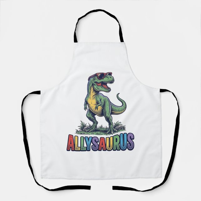 Allysaurus Vintage Dinosaur Sunglasses Shirt Desig Apron (Front)