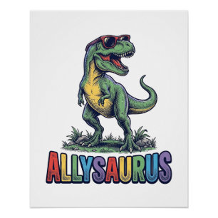Allysaurus Vintage Dinosaur Sunglasses Shirt Desig Poster
