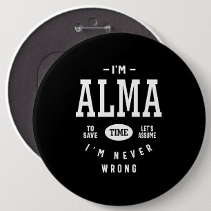 Alma Personalised Name Birthday 6 Cm Round Badge