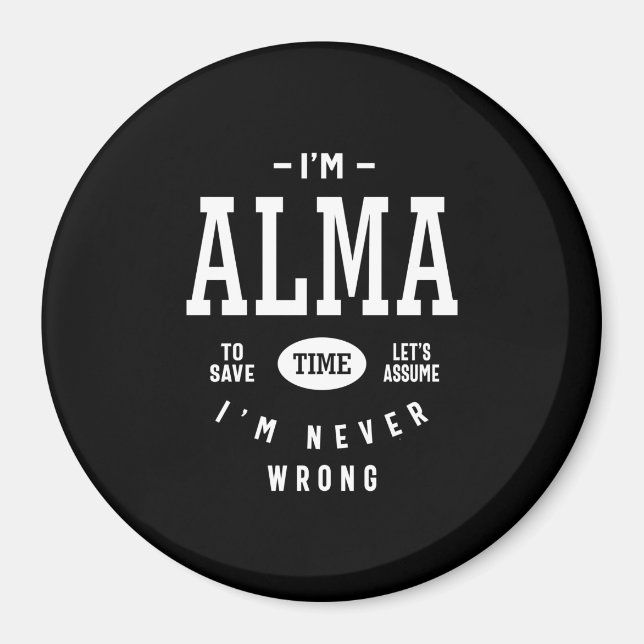 Alma Personalised Name Birthday Magnet (Front)